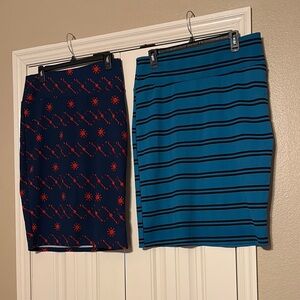 Stylish Blue and Navy Women's Skirt Set